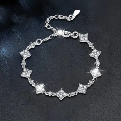 Lắc Tay Bạc Nữ đính Kim Cương Moissanite Cỏ 4 Lá Aleyna LILI 158459 1