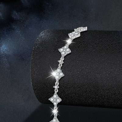 Lắc Tay Bạc Nữ đính Kim Cương Moissanite Cỏ 4 Lá Aleyna LILI 158459 2
