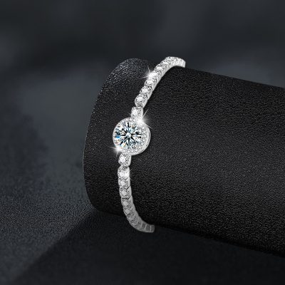 Lắc Tay Bạc Nữ đính Kim Cương Moissanite Tròn Arely LILI 158432 3