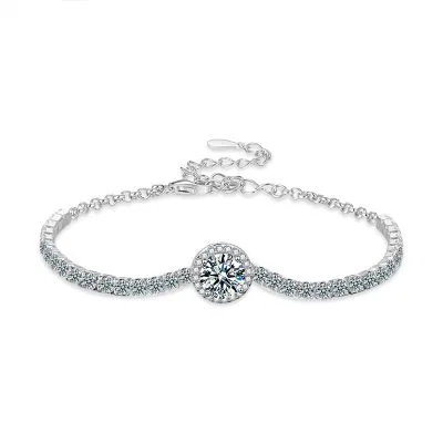 Lắc Tay Bạc Nữ đính Kim Cương Moissanite Tròn Arely LILI 158432 5