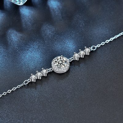 Lắc Tay Bạc Nữ đính Kim Cương Moissanite Tròn Scottie LILI 158439 1
