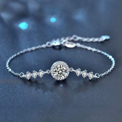 Lắc Tay Bạc Nữ đính Kim Cương Moissanite Tròn Scottie LILI 158439 2