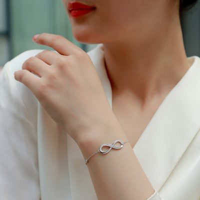 Lắc Tay Bạc Nữ đính Kim Cương Moissanite Vĩnh Cửu Infinity LILI 158425 2