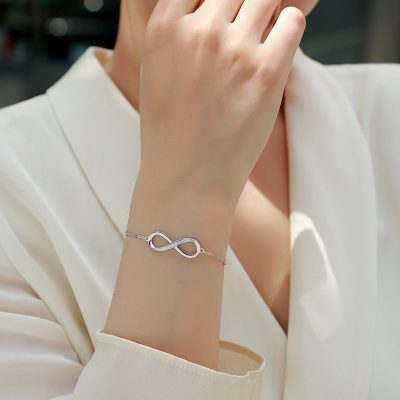 Lắc Tay Bạc Nữ đính Kim Cương Moissanite Vĩnh Cửu Infinity LILI 158425 5