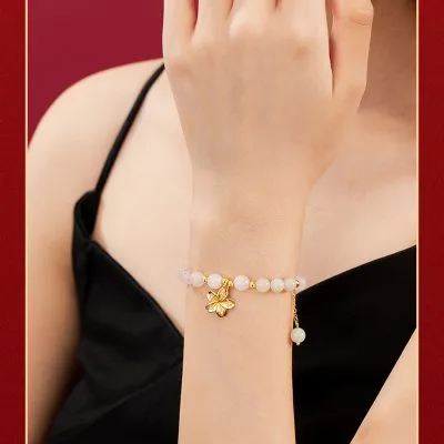 Lắc Tay Bạc Nữ đính Ngọc Bích Hetian Nora LILI 158806 8