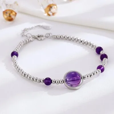 Lắc Tay Bạc Nữ đính Thạch Anh Tím Phong Thủy Isabella LILI 158720 1