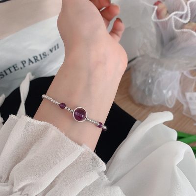 Lắc Tay Bạc Nữ đính Thạch Anh Tím Phong Thủy Isabella LILI 158720 2