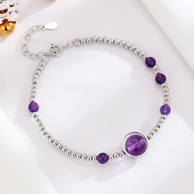 Lắc Tay Bạc Nữ đính Thạch Anh Tím Phong Thủy Isabella LILI 158720 3