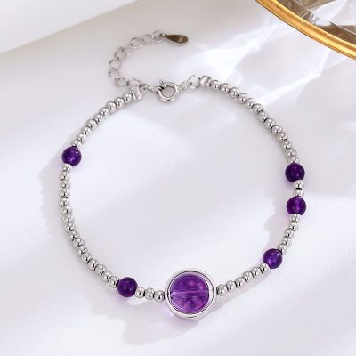 Lắc Tay Bạc Nữ đính Thạch Anh Tím Phong Thủy Isabella LILI 158720 5