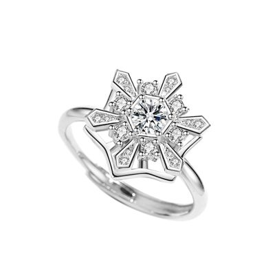 Nhẫn Bạc Nữ đính đá CZ Hình Bông Tuyết Xoay Tròn Snow LILI 158883 3