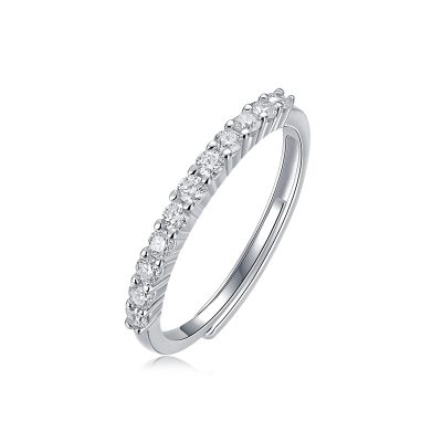 Nhẫn Bạc Nữ đính Kim Cương Moissanite 1 Hàng đơn Giản Hannah LILI 159034 1