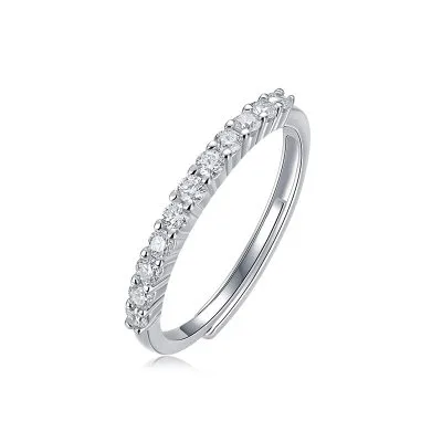 Nhẫn Bạc Nữ đính Kim Cương Moissanite 1 Hàng đơn Giản Hannah LILI 159034 1