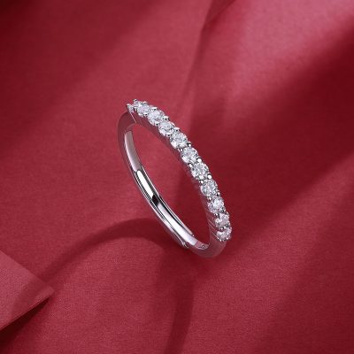 Nhẫn Bạc Nữ đính Kim Cương Moissanite 1 Hàng đơn Giản Hannah LILI 159034 2