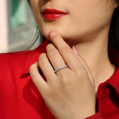 Nhẫn Bạc Nữ đính Kim Cương Moissanite 1 Hàng đơn Giản Hannah LILI 159034 3