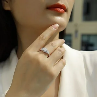 Nhẫn Bạc Nữ đính Kim Cương Moissanite Paisley LILI 159120 3