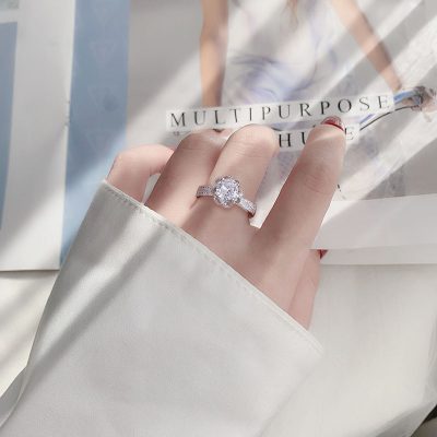 Nhẫn Bạc Nữ đính Kim Cương Moissanite Hình Bông Hồng Zoey LILI 159042 3