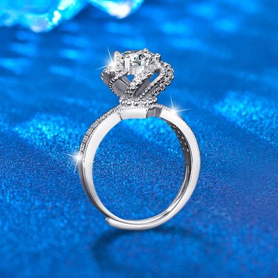 Nhẫn Bạc Nữ đính Kim Cương Moissanite Hình Bông Hồng Zoey LILI 159042 4