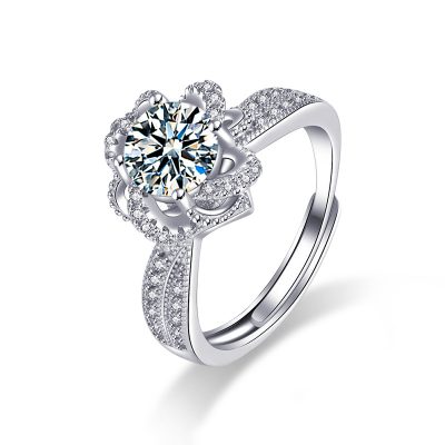 Nhẫn Bạc Nữ đính Kim Cương Moissanite Hình Bông Hồng Zoey LILI 159042 5