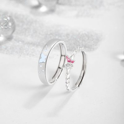 Nhẫn đôi Bạc Dạ Quang đính đá CZ Hồ điệp Kinsley LILI 159322 3