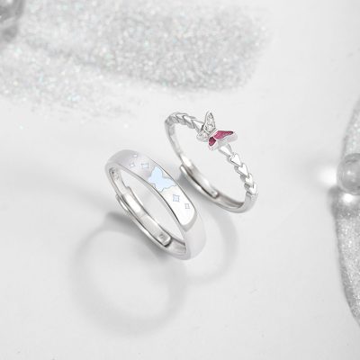 Nhẫn đôi Bạc Dạ Quang đính đá CZ Hồ điệp Kinsley LILI 159322 4