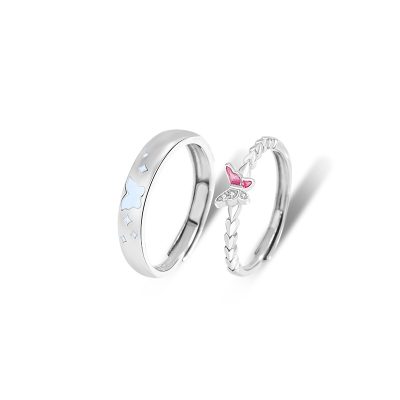 Nhẫn đôi Bạc Dạ Quang đính đá CZ Hồ điệp Kinsley LILI 159322 5