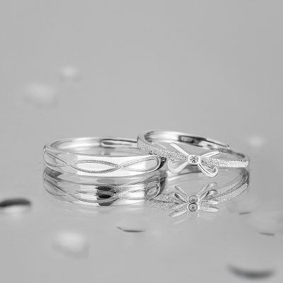 Nhẫn đôi Bạc đính đá CZ Chiếc Nơ Tình Yêu Millie LILI 159373 3
