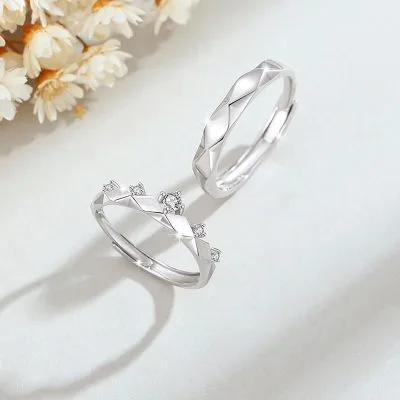 Nhẫn đôi Bạc đính đá CZ Hình Vương Miện Crown LILI 159380 1