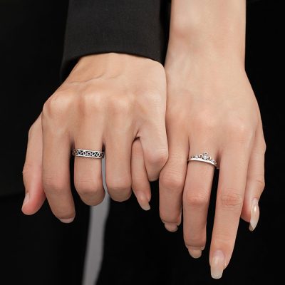 Nhẫn đôi Bạc đính đá CZ Hoàng Tử Và Công Chúa Aubrey LILI 159330 5