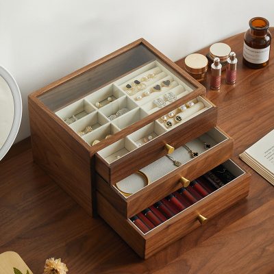 Tủ Hộp đựng đồ Trang Sức Phụ Kiện Dạng Kéo Gỗ óc Chó Makayla LILI 161301 2