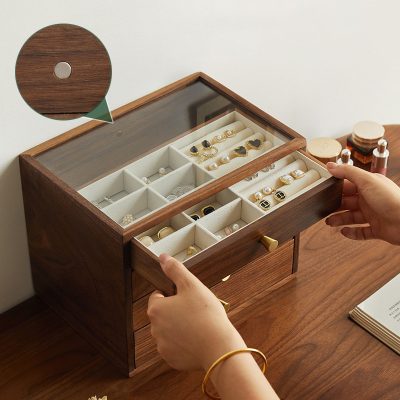 Tủ Hộp đựng đồ Trang Sức Phụ Kiện Dạng Kéo Gỗ óc Chó Makayla LILI 161301 4