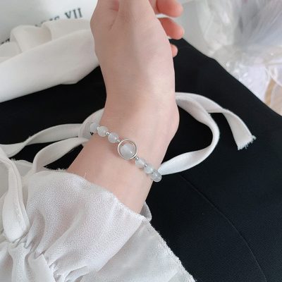 Vòng Tay Bạc Nữ đính đá Mắt Mèo Phong Thủy Aurora LILI 158787 2