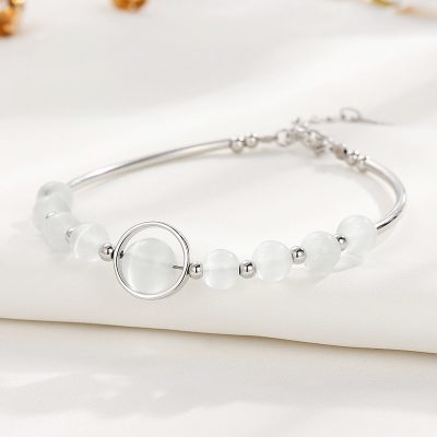 Vòng Tay Bạc Nữ đính đá Mắt Mèo Phong Thủy Aurora LILI 158787 3