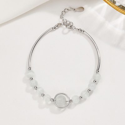 Vòng Tay Bạc Nữ đính đá Mắt Mèo Phong Thủy Aurora LILI 158787 5