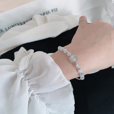 Vòng Tay Bạc Nữ đính đá Mắt Mèo Phong Thủy Aurora LILI 158787 6