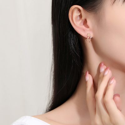 Bông Tai Bạc Nữ đính đá CZ Bông Hoa Hồng Rose LILI 166768 3