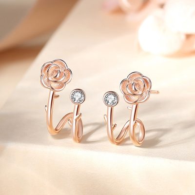 Bông Tai Bạc Nữ đính đá CZ Bông Hoa Hồng Rose LILI 166768 4