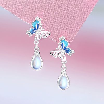 Bông Tai Bạc Nữ đính đá CZ Hình Hồ điệp Sylvia LILI 166816 1