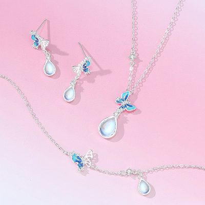 Bông Tai Bạc Nữ đính đá CZ Hình Hồ điệp Sylvia LILI 166816 4
