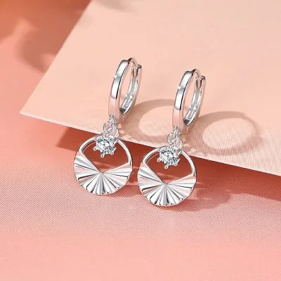 Bông Tai Bạc Nữ đính đá CZ Tròn Cách điệu Mira LILI 166761 1