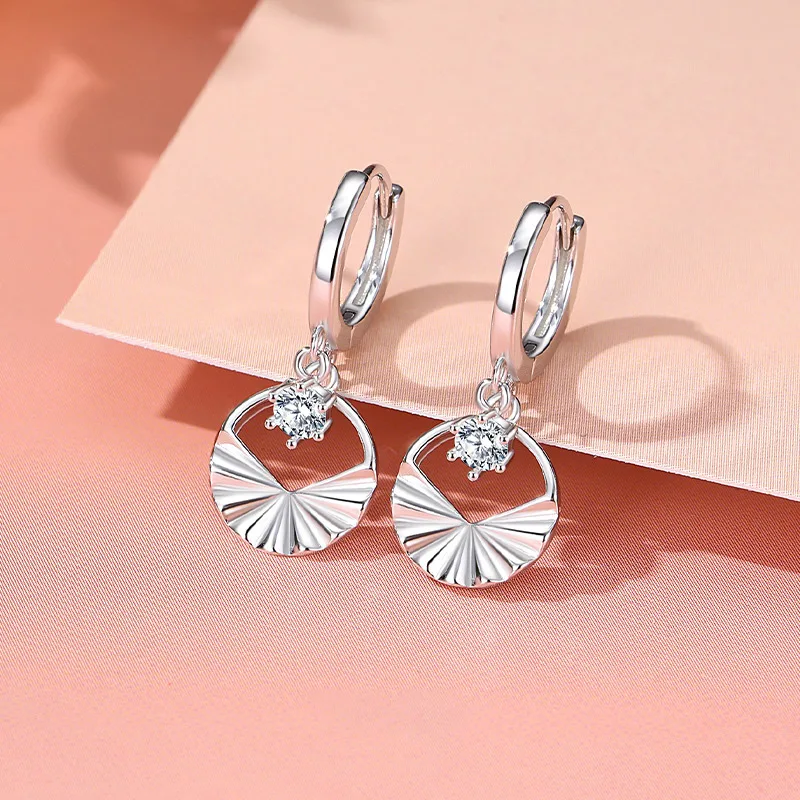 Bông Tai Bạc Nữ đính đá CZ Tròn Cách điệu Mira LILI 166761 1