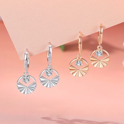 Bông Tai Bạc Nữ đính đá CZ Tròn Cách điệu Mira LILI 166761 2
