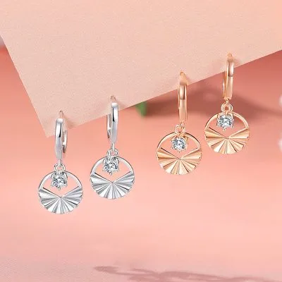 Bông Tai Bạc Nữ đính đá CZ Tròn Cách điệu Mira LILI 166761 2