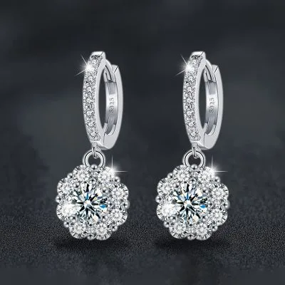 Bông Tai Bạc Nữ đính Kim Cương Moissanite Hoa Hướng Dương Mira LILI 166747 1