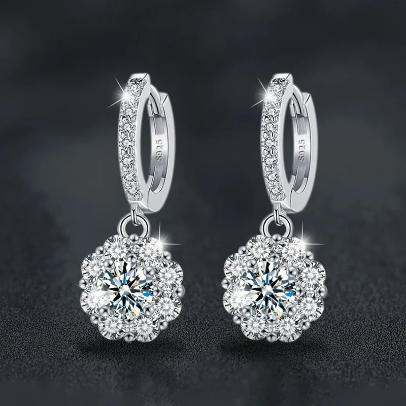 Bông Tai Bạc Nữ đính Kim Cương Moissanite Hoa Hướng Dương Mira LILI 166747 1