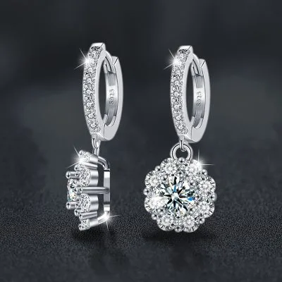 Bông Tai Bạc Nữ đính Kim Cương Moissanite Hoa Hướng Dương Mira LILI 166747 2