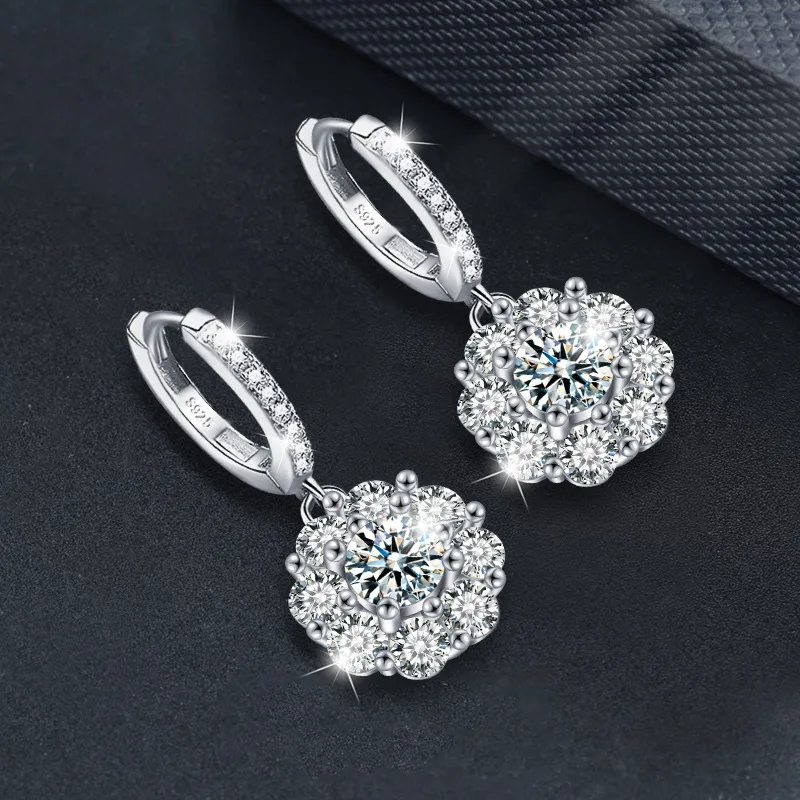 Bông Tai Bạc Nữ đính Kim Cương Moissanite Hoa Hướng Dương Mira LILI 166747 4