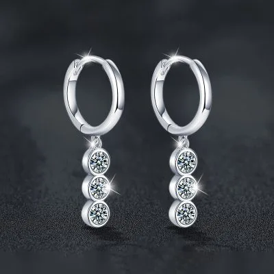 Bông Tai Bạc Nữ Nam đính Kim Cương Moissanite Sarai LILI 166740 1