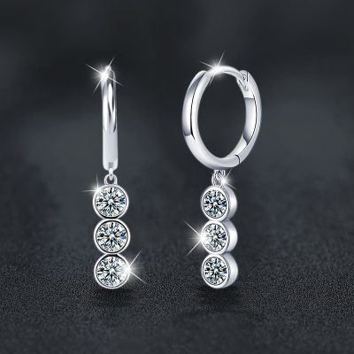 Bông Tai Bạc Nữ Nam đính Kim Cương Moissanite Sarai LILI 166740 2