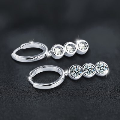 Bông Tai Bạc Nữ Nam đính Kim Cương Moissanite Sarai LILI 166740 3