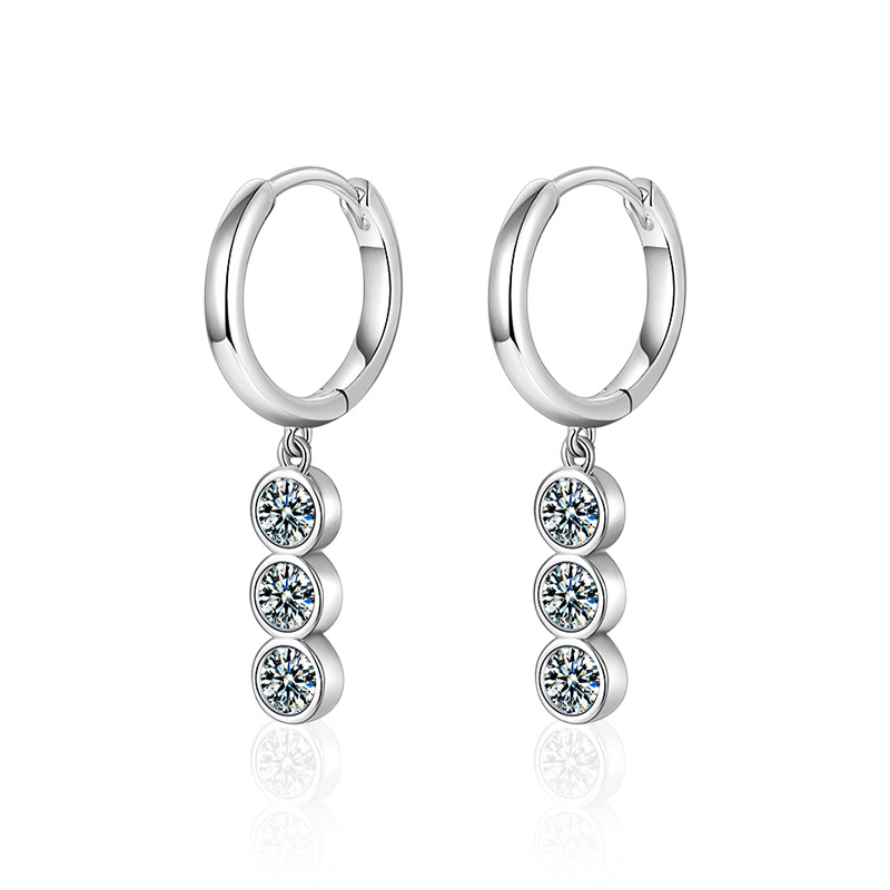 Bông Tai Bạc Nữ Nam đính Kim Cương Moissanite Sarai LILI 166740 5